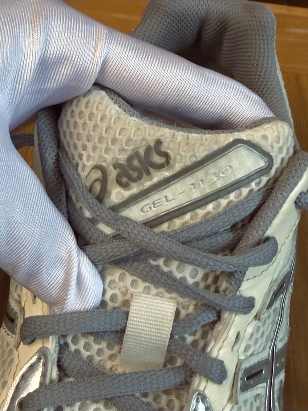 Asics Gel 11-30 White and Gray Mesh Running Shoes